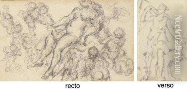Venus Et Amours (recto); D'apres L'antique: Diane Chasseresse (verso) Oil Painting - Paul Cezanne