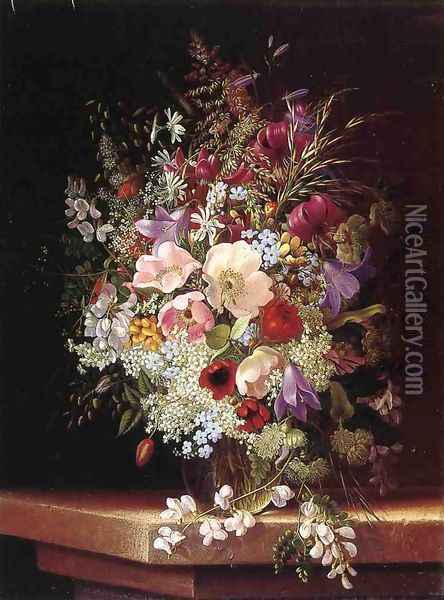 Still Life With Flowers Oil Painting - Adelheid Dietrich