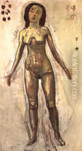 Stehender Weiblicher Akt Oil Painting - Ferdinand Hodler