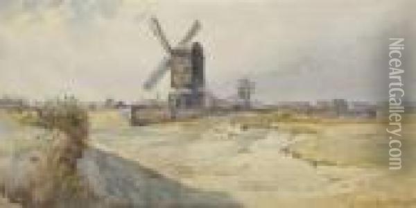 Mill At North Denes, Great Yarmouth Oil Painting - Stephen John Batchelder