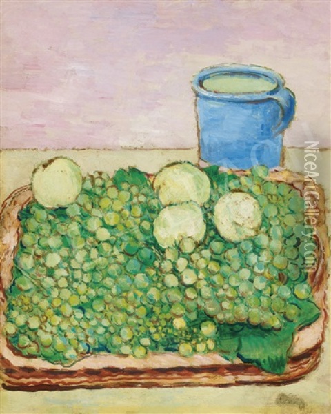 Still-life With Grapes Oil Painting - Jozsef Rippl-Ronai