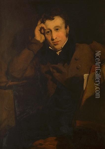 Portrait Of A Young Gentleman, Seated Oil Painting - George Nathaniel Philips