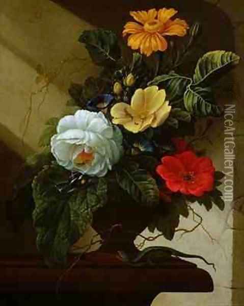 Still Life with flowers Oil Painting - Elias van den Broeck