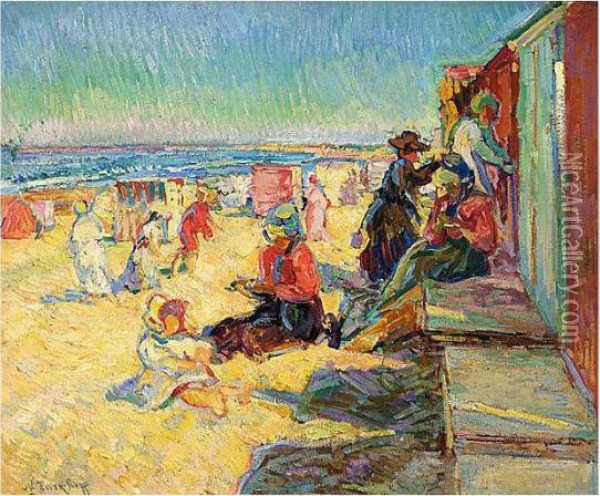 Beach Scene, C.1905 Oil Painting - Nikolai Aleksandrovich Tarkhov