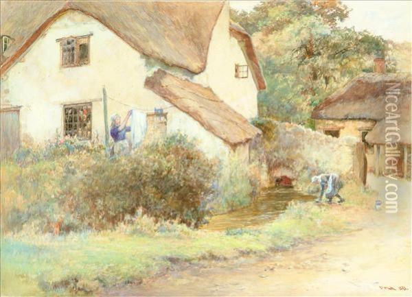 Cottage Atbranscombe Oil Painting - John White