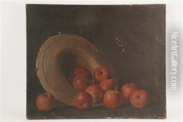Still Life Of A Basket Of Apples Oil Painting - Austin C. Wooster