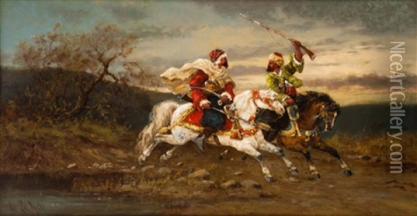 Cavalier Arabes Oil Painting - Armand la Roche