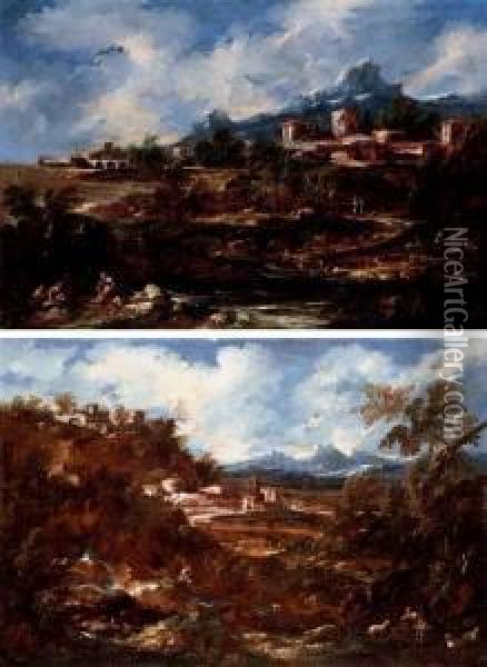A Capriccio With Figures In A Landscape Oil Painting - Antonio Francesco Peruzzini