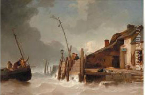 L'estaminet Sur Les Cotes De La Manche Oil Painting - Eugene Lepoittevin
