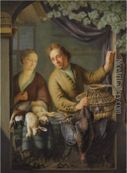 The Poulterer Oil Painting - Frans Ii Van Mieris