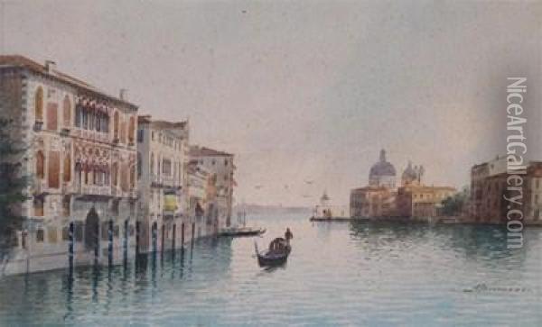 Venetian Canal Scenes Oil Painting - H. Biondetti