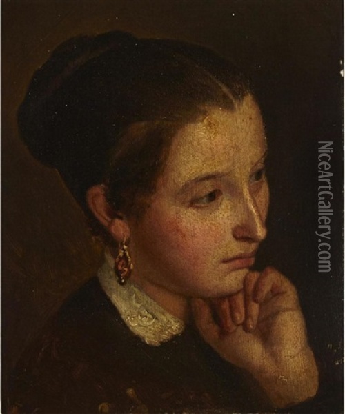 Portrait Of A Young Lady Oil Painting - William Raphael
