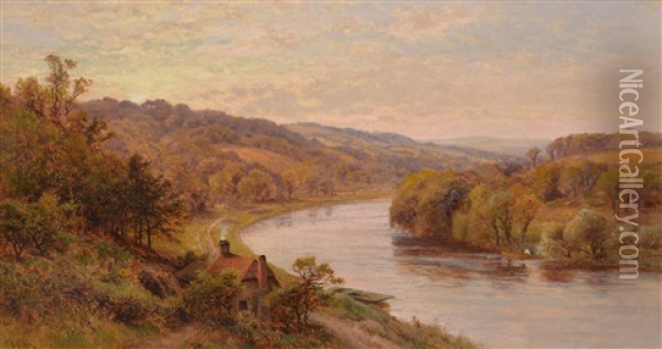 Pangbourne On Thames Oil Painting - Alfred Augustus Glendening Sr.