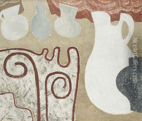 Greek Vases With Minotaur Oil Painting - Jessica Dismorr