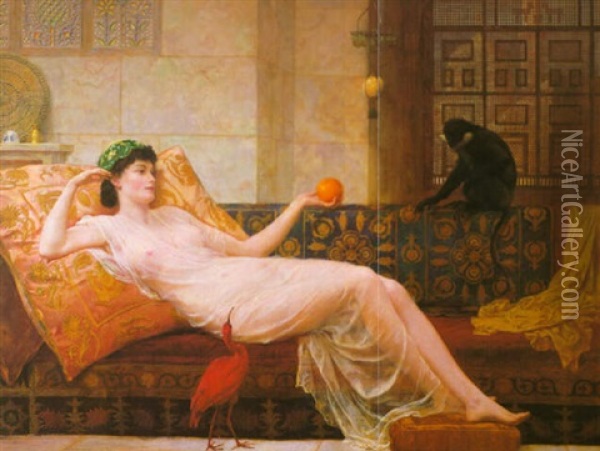 The Pets Of The Harem Oil Painting - Frederick Goodall