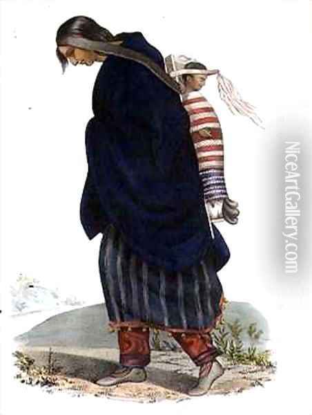 Chippeway Squaw and Child Oil Painting - John T. Bowen