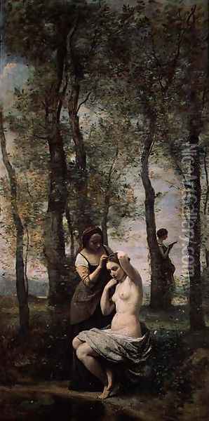 Young woman at her toilet Oil Painting - Jean-Baptiste-Camille Corot