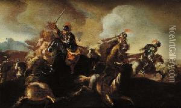 Battaglia Con Cavalieri Oil Painting - Ciccio Graziani