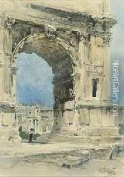 View Of The Arch Of Titus, Rome Oil Painting - William Walcot