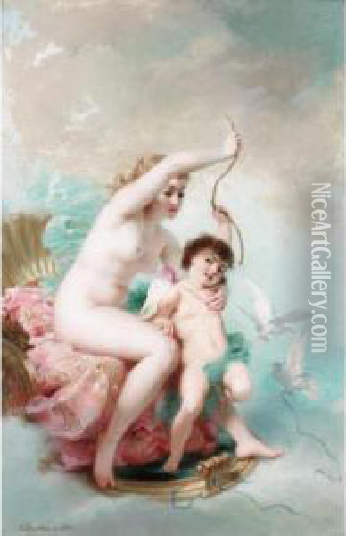 Venus And Cupid Oil Painting - Charles Edouard Boutibonne