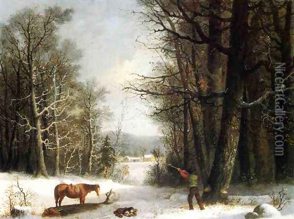 Woodsman in Winter Oil Painting - George Henry Durrie