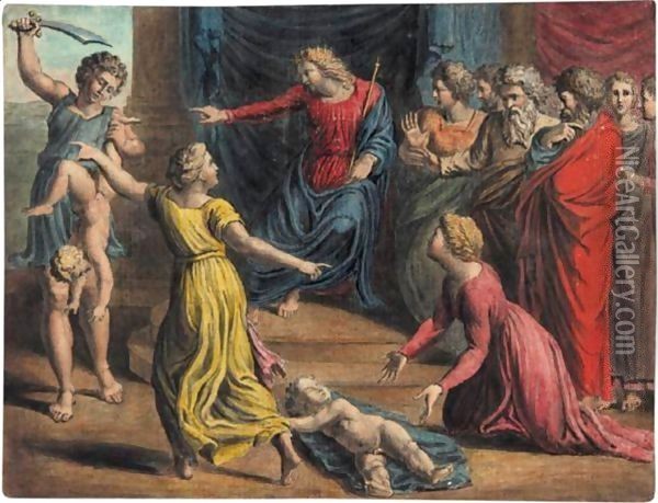 The Judgement Of Solomon Oil Painting - William Blake