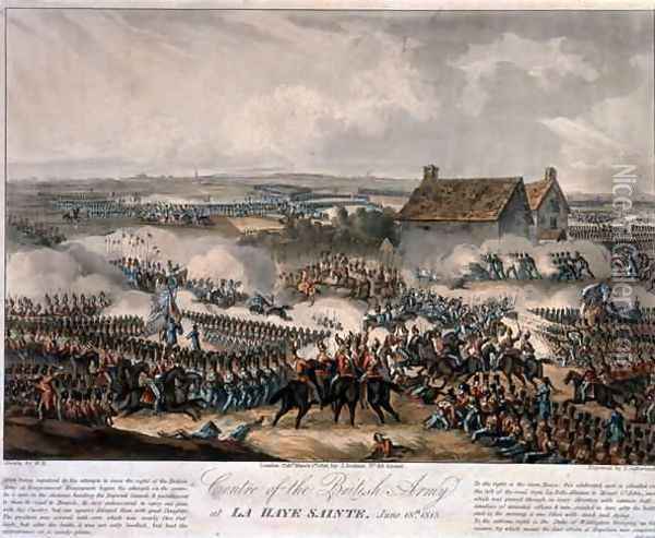 Centre of the British Army at La Haye Sainte during the Battle of Waterloo Oil Painting - William Heath