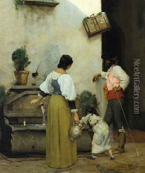 At the Water Trough Oil Painting - Julian Alden Weir