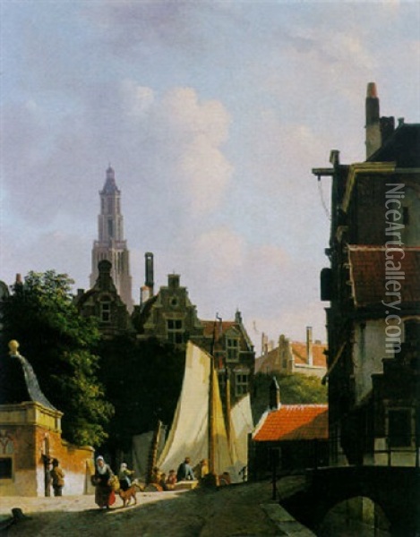 A View Of Gouda Oil Painting - Johannes Rutten