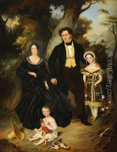 Portrait De La Famille Bastard Oil Painting - Charles B. Durupt