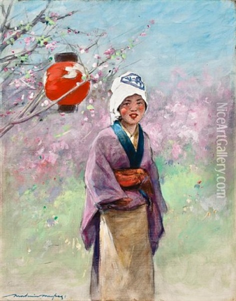 Miss Pomegranate Oil Painting - Mortimer Luddington Menpes