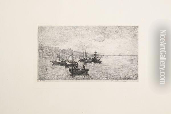 Flottille De Barques Marchandes Oil Painting - Adolphe Appian
