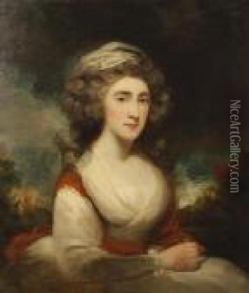 A Portrait Of A Seated Lady Oil Painting - Sir Joshua Reynolds