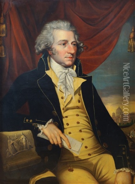 Portrait Of Sir John Coxe Hippisley, 1st Baronet (1746-1825) Oil Painting - Hugh Douglas Hamilton