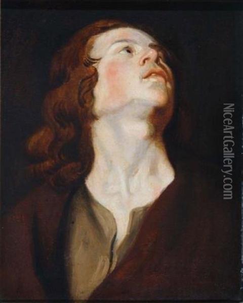 Bust Length Portrait Of A Man Looking To The Heavens Oil Painting - Sir Anthony Van Dyck