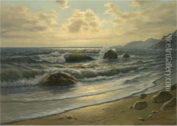 Sunset Over The Shore Oil Painting - Constantin Alexandr. Westchiloff