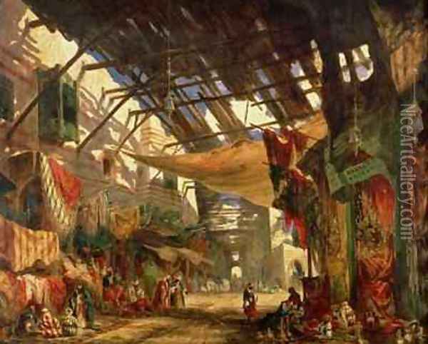 The Carpet Bazaar Cairo 1843 Oil Painting - William James Muller