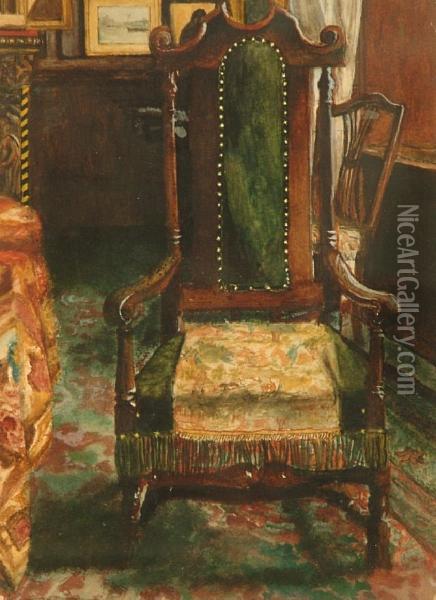The Armchair Oil Painting - Arthur E. Grimshaw