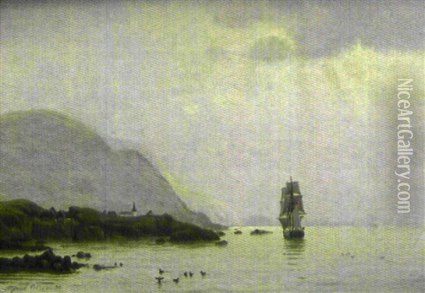Marine, Vue De Norvege Oil Painting - Alfred Olsen