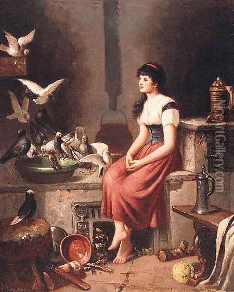 Feeding the Birds Oil Painting - Meissonier, Jean-Louis Ernest
