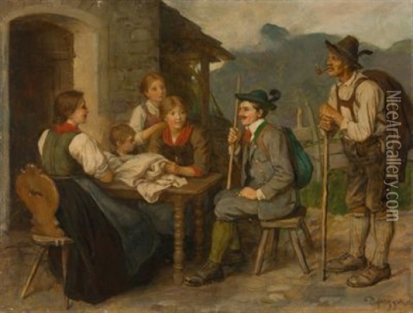 Salontiroler Mit Bergfuhrer Oil Painting - Franz Von Defregger