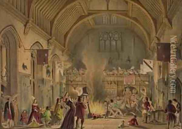 Banquet in the baronial hall Penshurst Place Oil Painting - Joseph Nash
