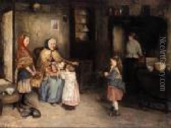 Visit From Granny Oil Painting - Robert Gemmell Hutchison
