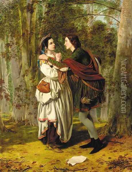 Rosalind and Celia - As You Like It Oil Painting - Henry Nelson O'Neil