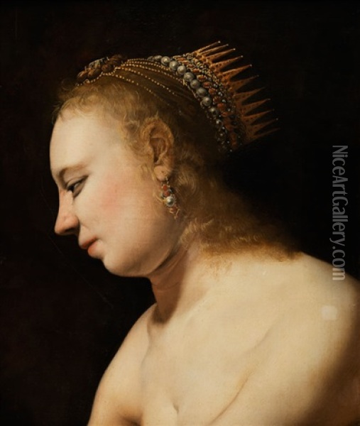 Bustenansicht Einer Biblischen Oder Mythologischen Frau Mit Diadem Oil Painting - Salomon de Bray