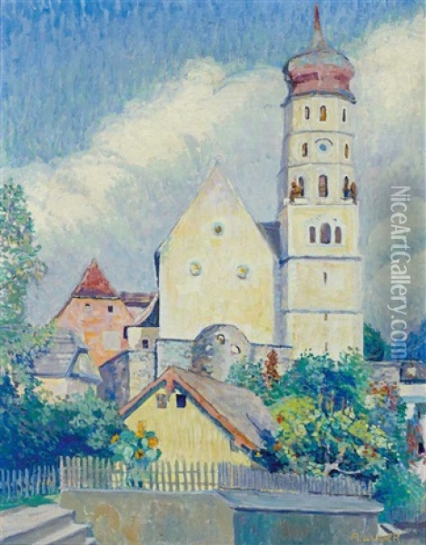 Blick Auf Die Laurentiuskirche In Bludenz Oil Painting - Alfons Luger