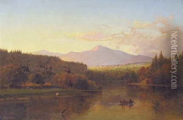 Canoeing On The River Oil Painting - Gilbert Munger