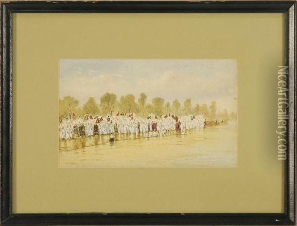 Baptism On The Banks Of The Jordan River Oil Painting - Stanley Inchbold