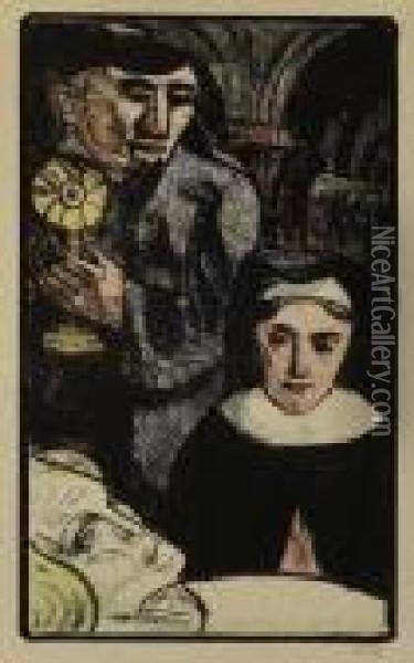 Les Cantilenes: Ils Vinrent Amenant Le Saint Sacrement Oil Painting - Emile Bernard