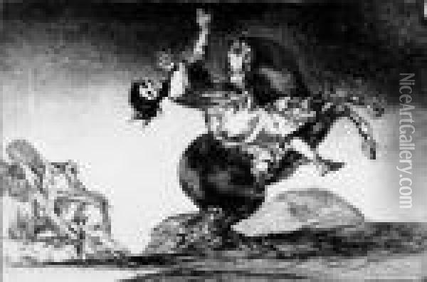 Los Proverbios Oil Painting - Francisco De Goya y Lucientes